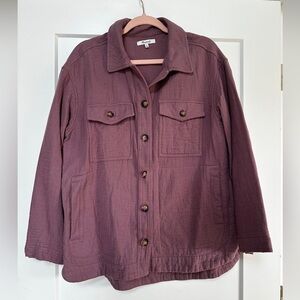 Madewell 100% Cotton Oversized Button Up Shirt Jacket Shacket Medium Mauve Pink